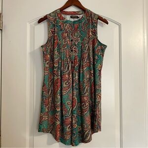 Reborn sleeveless blouse colorful paisley pattern women’s sz L *EUC*